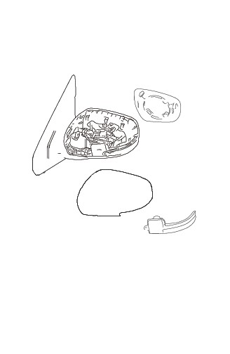 MIRROR ASSEMBLYOUT REAR VIEW RIGHT HAND SIDE (BLACK)