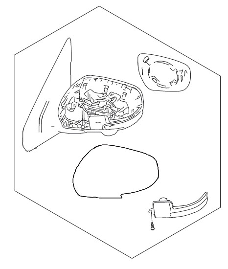 MIRROR ASSEMBLYOUT REAR VIEW RIGHT HAND SIDE (BLACK)