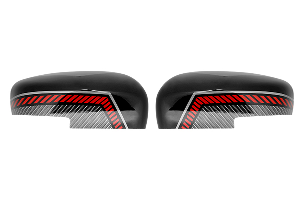 ORVM Auto Cover - Carbon Sprint - Red Stripes (Winker)| New Swift (Z+/Z/V)