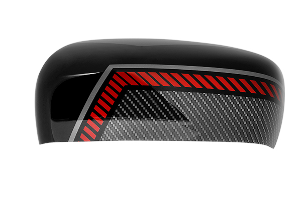 ORVM Manual Cover - Carbon Sprint - Red Stripes (W/O Winker)| New Swift (L)